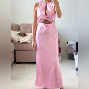 Zara silk sexy cutout Pink Sleeveless maxi Dress vacation bridesmaids small
